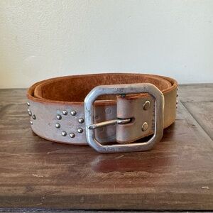 Jeff Gallea Belts Y2K handcrafted grey studded leather brass buckle women’s XL